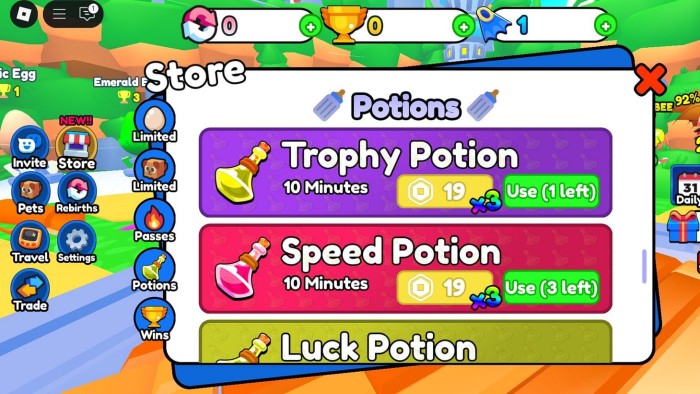 check all available Potions